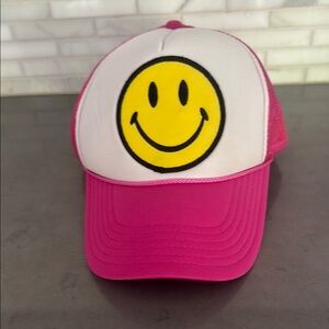 Aviator Nation Pink Smiley Face Trucker Hat